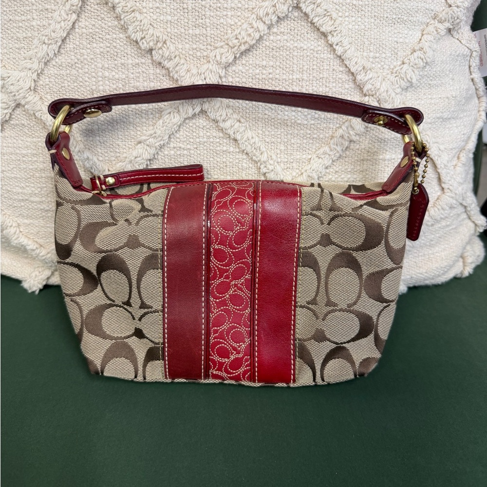 “Sold” Coach Signature Red and Brown Shoulder/ Hand Bag